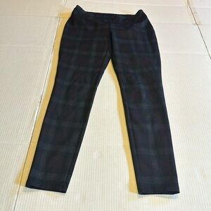 Calvin Klein pull on pants checkered black and purple stretchable waistband